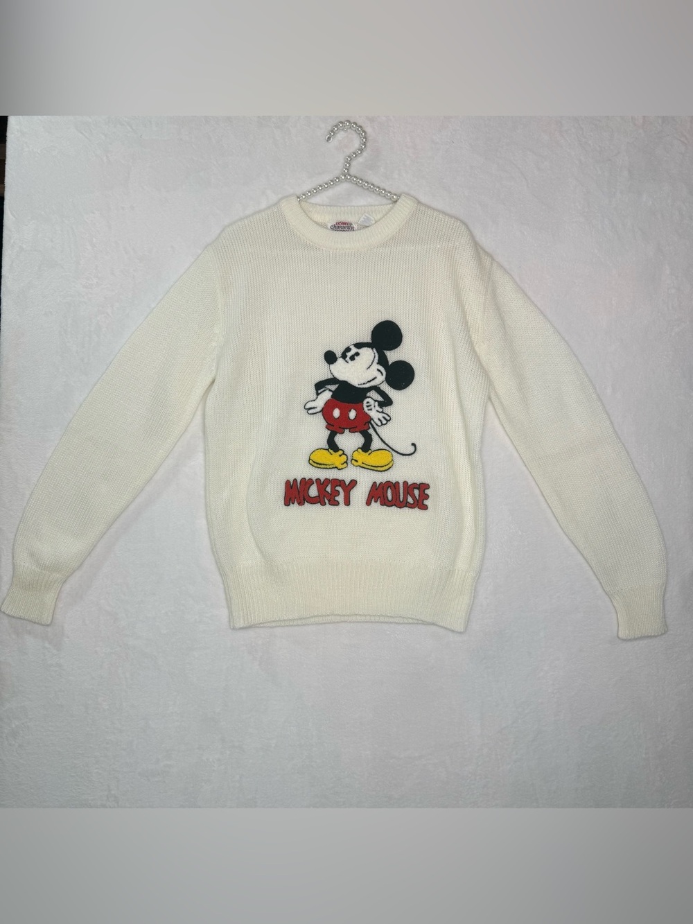 Vintage Mickey Mouse Sweater Disney Graphic Knit Size Large Acrylic